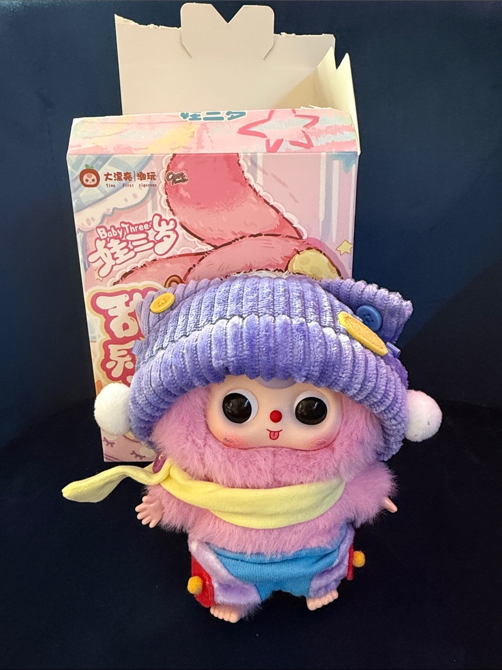 BabyThree Pink & Purple Plush Character Toy with Yellow Scarf